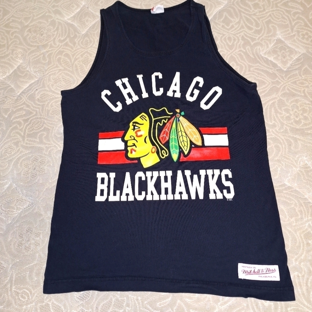 Chicago Blackhawks Mitchell & Ness black tank top in a men's  size small.